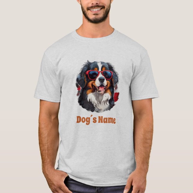 Coola Bernese Mountain Hund med solglasögon T Shirt (Framsida)