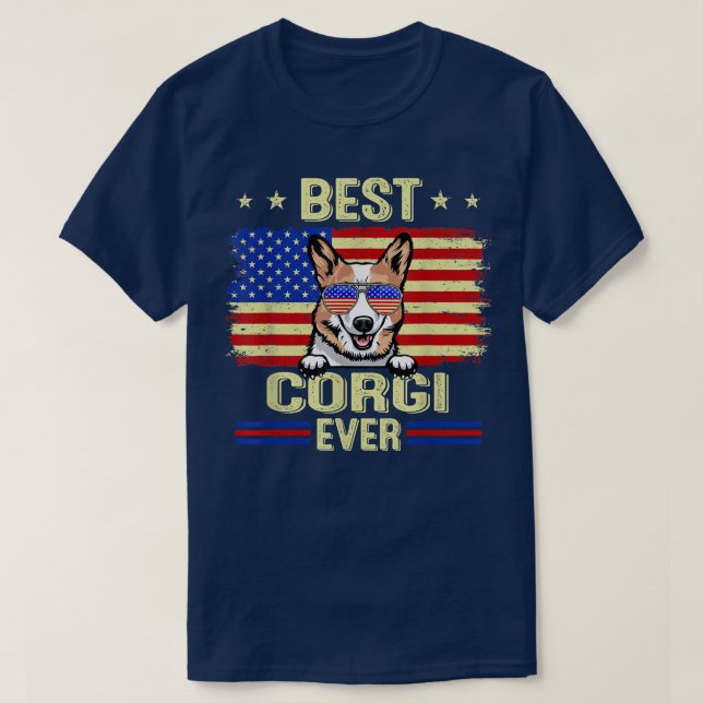Coola Best Corgi USA flagga 4 juli T Shirt (Design framsida)