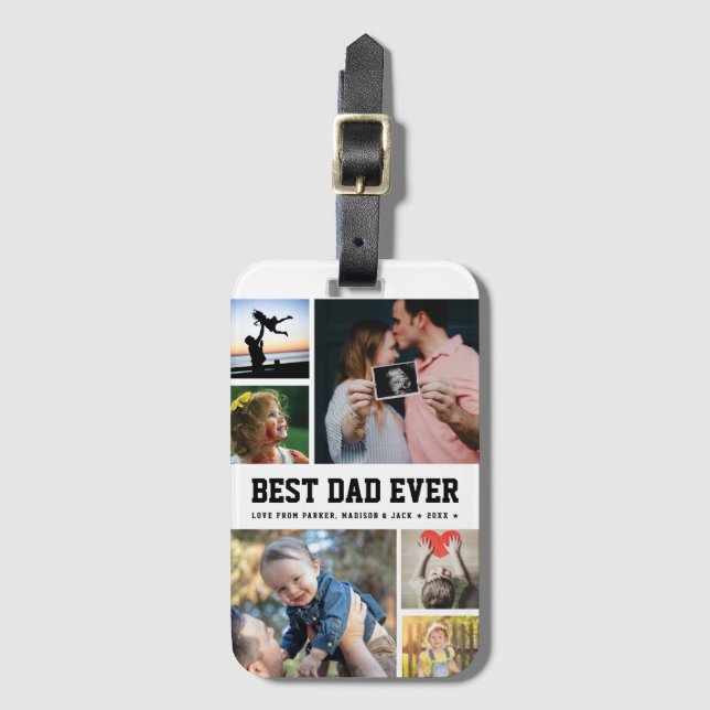 Coola Best Pappa All Trendig Family Photo Collage Bagagebricka (Framsida vertikal)
