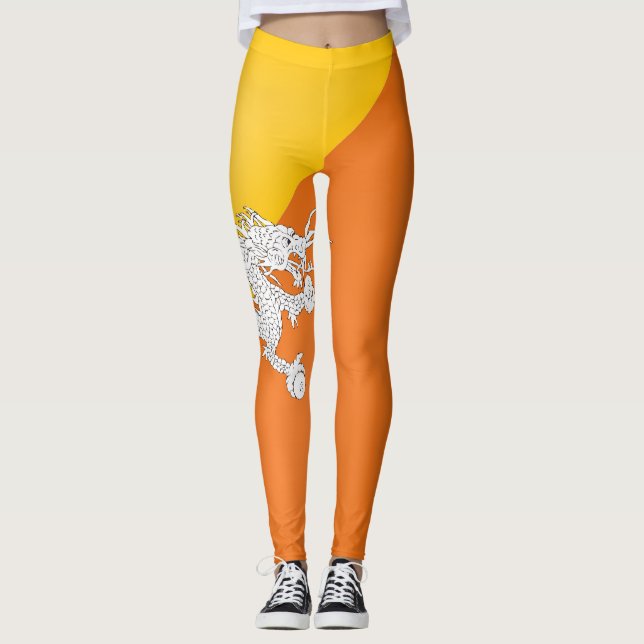 Coola Bhutan Flagga Mode Leggings (Framsida)