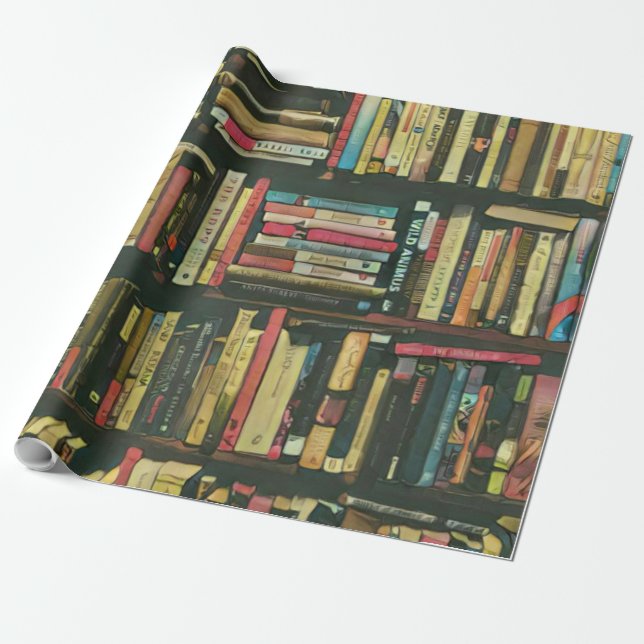 Coola bibliotek älskare-gåva presentpapper (Utrullad)
