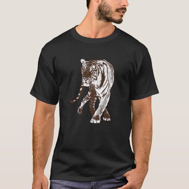 Coola Big Vild katt Tiger Walking Stalking Ber Vil T Shirt (Framsida)