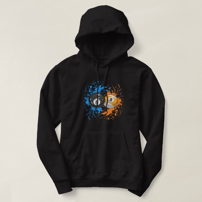 Coola Billiard Bollar för 8 Boll och 9Boll Player Hoodie (Design framsida)