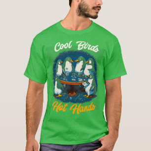 Coola Birds Hett Händer lustig Penguin spelar poke T Shirt