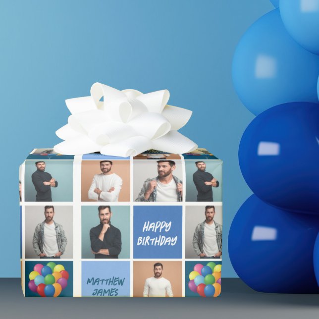 Coola Birthday Boy Manar Photo Collage Personlig Presentpapper (Skapare uppladdad)
