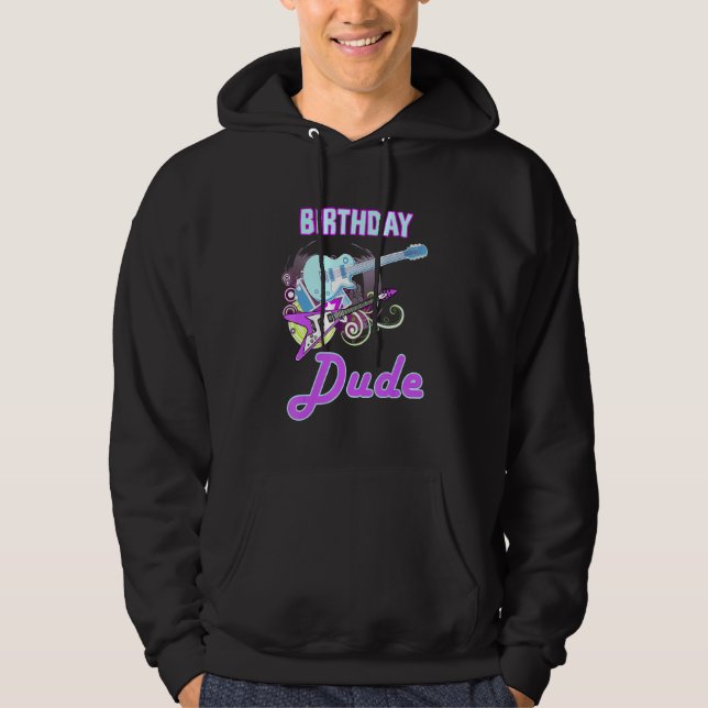 Coola Birthday Rockstjärna Boy Party Day Mus Hoodie (Framsida)