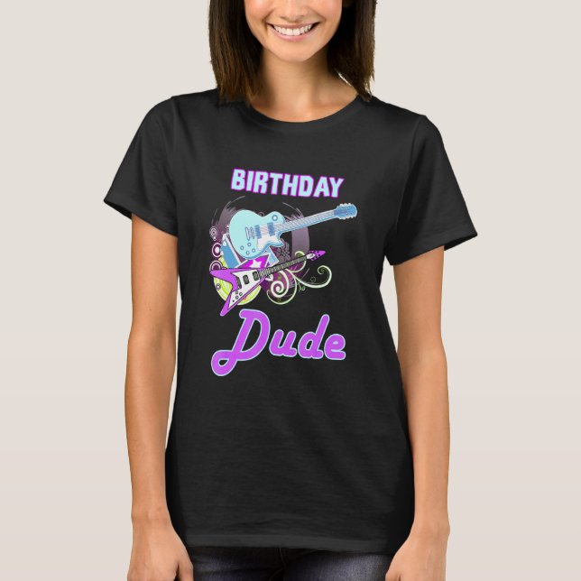 Coola Birthday Rockstjärna Boy Party Day Mus T Shirt (Framsida)