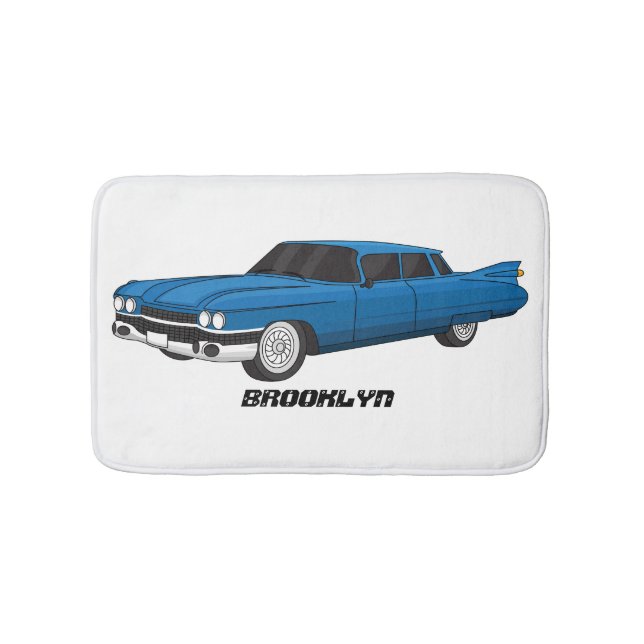 Coola blå 1959 klassisk bil badrumsmatta (Framsidan)