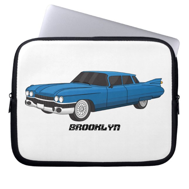 Coola blå 1959 klassisk bil laptop fodral (Framsidan)