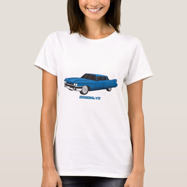 Coola blå 1959 klassisk bil t shirt (Framsida)