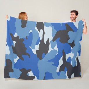 Coola Blå Camo Anpassningsbar Fleece Blankets