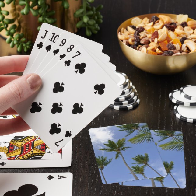 Coola Blå himmel och Handflatan Träd Casinokort (På plats)