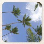 Coola Blå himmel och Handflatan Träd Underlägg Papper Kvadrat<br><div class="desc">Blå himmel och Handflatan Träd.</div>