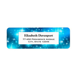 Coola Blå mousserande Ljus Abstrakt Space Returadress Etikett