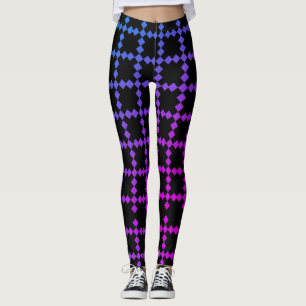 Coola Blå och Lila Färg Svartfärgade baljväxter Leggings