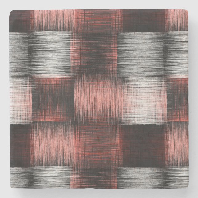 Coola Black and Red Checkerboard Mönster Stenunderlägg (Framsidan)