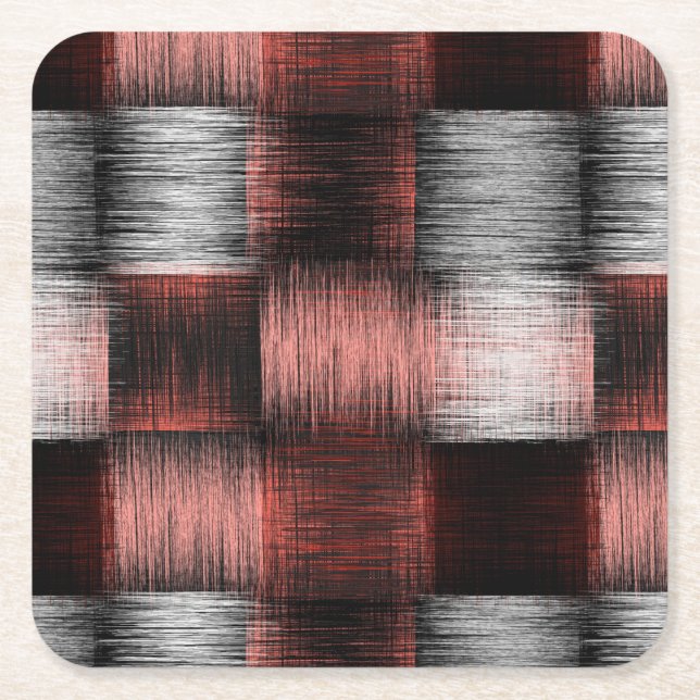 Coola Black and Red Checkerboard Mönster Underlägg Papper Kvadrat (Framsidan)