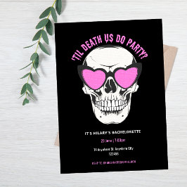Coola Black and Rosa Skull Bachelorette Party Inbjudningar