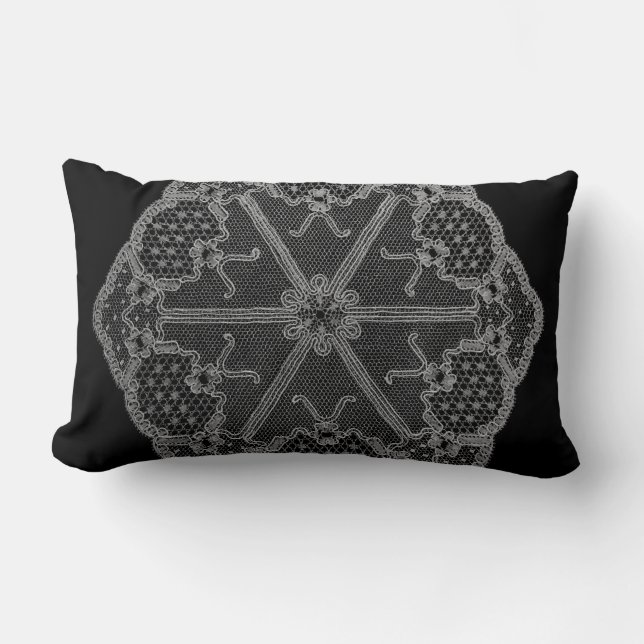Coola Black and White Doily Pillow Lumbarkudde (Framsida)