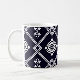 Coola Black and White Geometric Oriental Mönster Kaffemugg