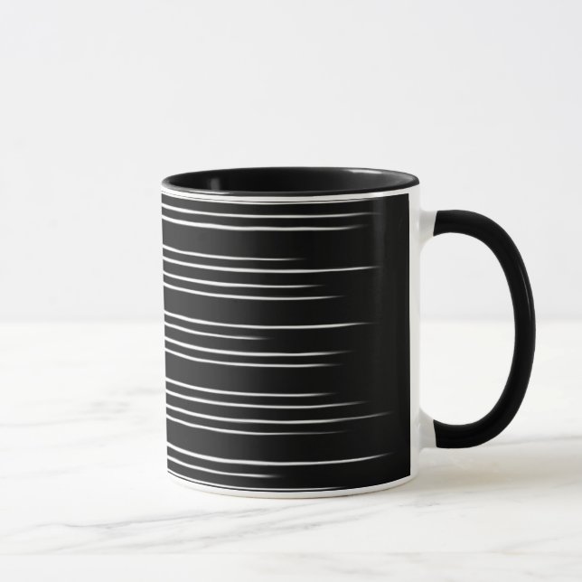Coola Black and White Stripe Mönster Mugg (Höger)