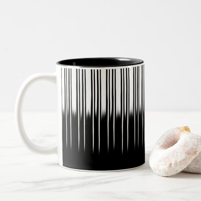 Coola Black and White Stripe Mönster Två-Tonad Mugg (Med munk)