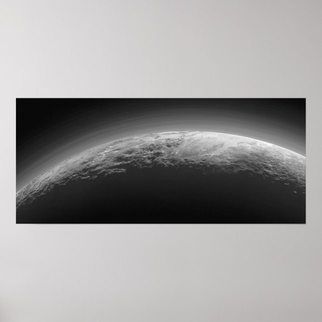 Coola Black and White Yta Terrain of Pluto Poster (Framsidan)