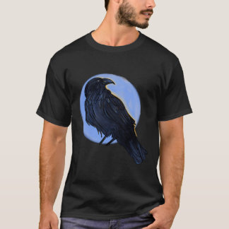 Coola Black Bird Teckning of a Raven Kråka or Blac T Shirt