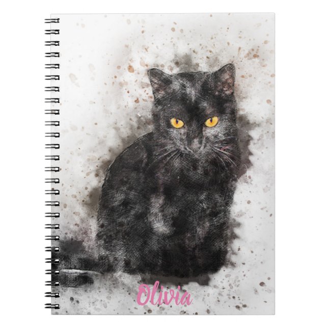 Coola Black Cat Distress Bild Anteckningsbok (Framsidan)