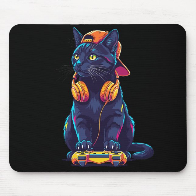 Coola Black Cat Gamer Halloween Musmatta (Framsidan)