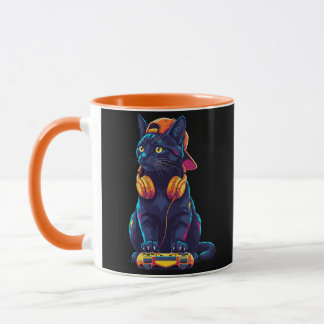 Coola Black Cat Gamer Halloween Spooky Design Mugg