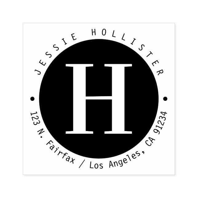 Coola Black Circle Monogrammed Returadress Stämpel (Tryck)