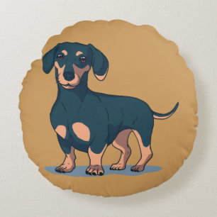 Coola Black Dachshund Hund design Rund Kudde