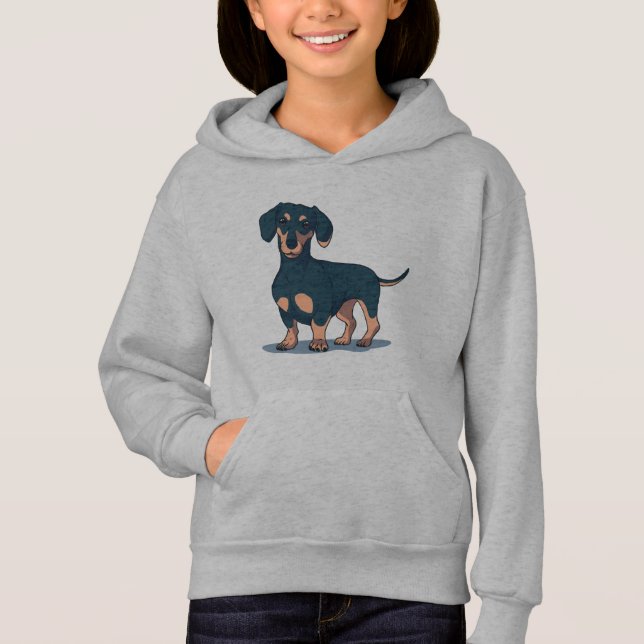 Coola Black Dachshund Hund design T Shirt (Framsida)
