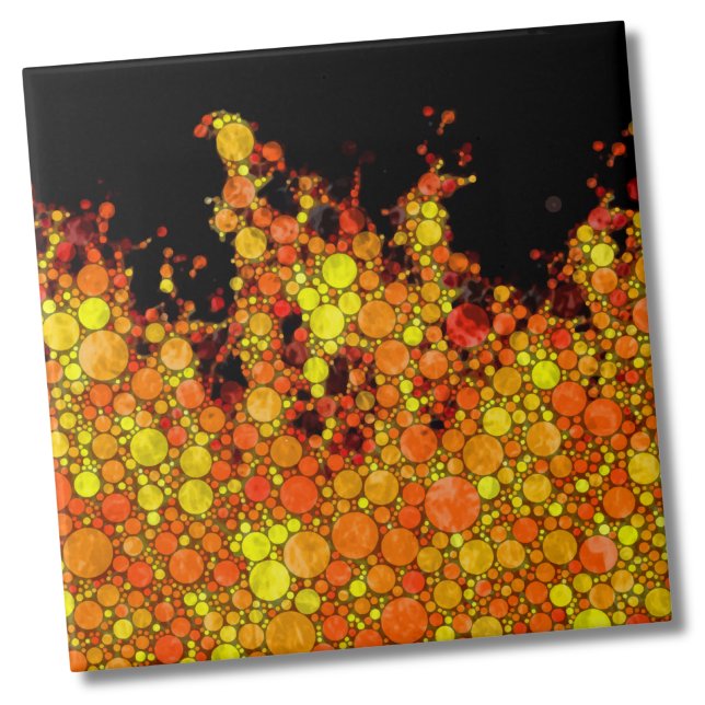 Coola Black Fire Flames Kakelplatta (Bright Modern Abstract Black Yellow Fire Flames Ceramic Tile)