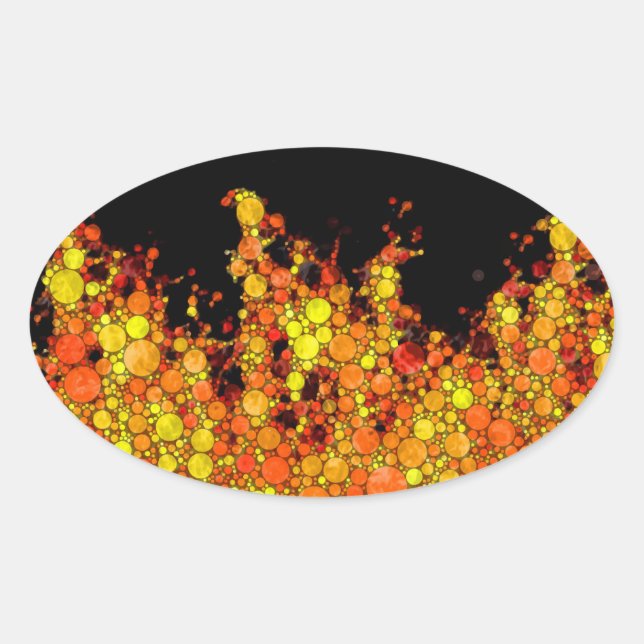 Coola Black Fire Flames Ovalt Klistermärke (Framsida)