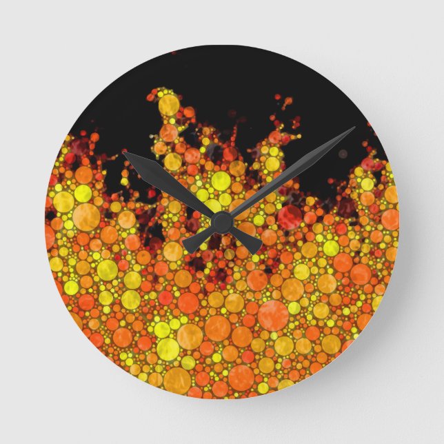 Coola Black Fire Flames Rund Klocka (Framsida)