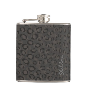 Coola black grått cheetah print monogram fickplunta