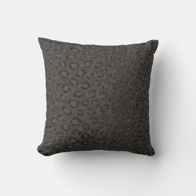 Coola black grått cheetah print monogram kudde (Framsida)