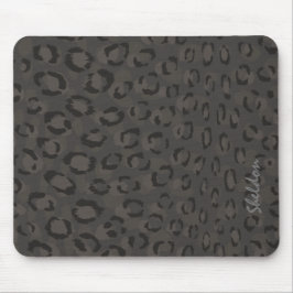 Coola black grått cheetah print monogram musmatta
