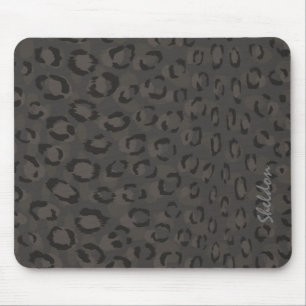 Coola black grått cheetah print monogram musmatta