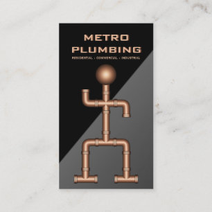 Coola Black Grått Copper Steel Pipe Plumber Visitkort