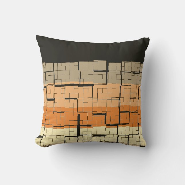Coola Black Grått Orange Gult Peach Mönster Kudde (Framsida)