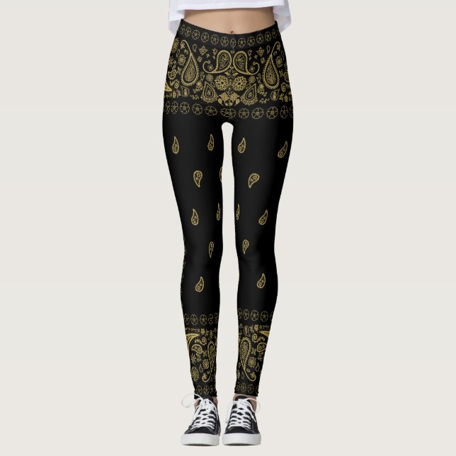 Coola Black Guld Paisley Leggings (Framsida)