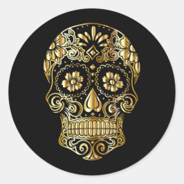 Coola Black & Guld Sugar Skull Day of the dead Runt Klistermärke