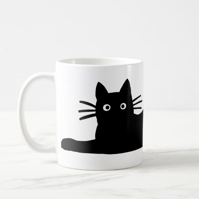 Coola Black Kattunge Roligt Kattdjur Älskare Cute Kaffemugg (Vänster)