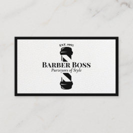 Coola Black Leather Barber Pole Barbershop Visitkort