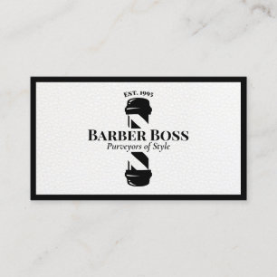 Coola Black Leather Barber Pole Barbershop Visitkort