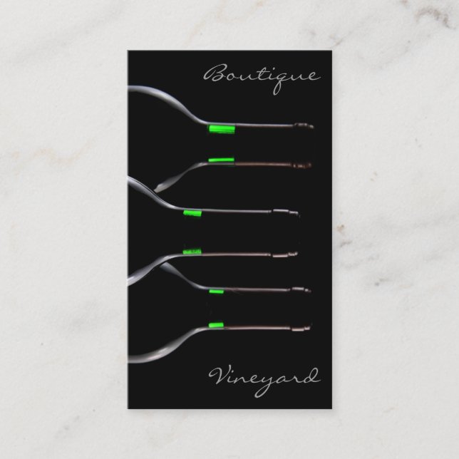 Coola Black Modern Vin Flaska Photo Affärskort Visitkort (Framsida)