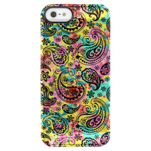 Coola Black Paisley over Colorful Background Clear iPhone SE/5/5s Skal